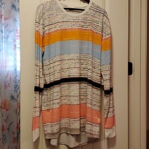 LuLaRoe Bright Stripes LS Hudson Shirt